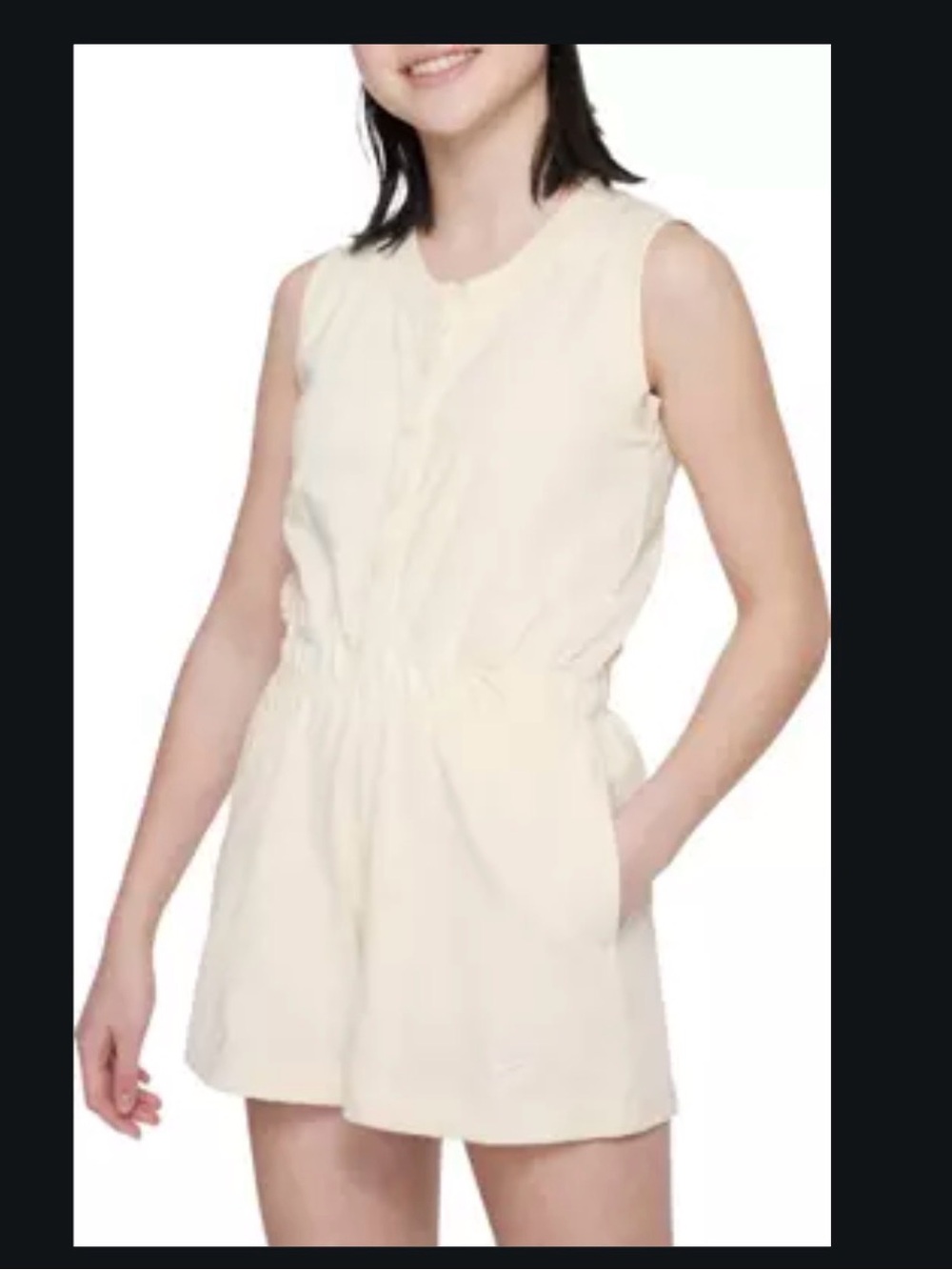 Nike Girls Cream Sleeveless One-Piece Romper